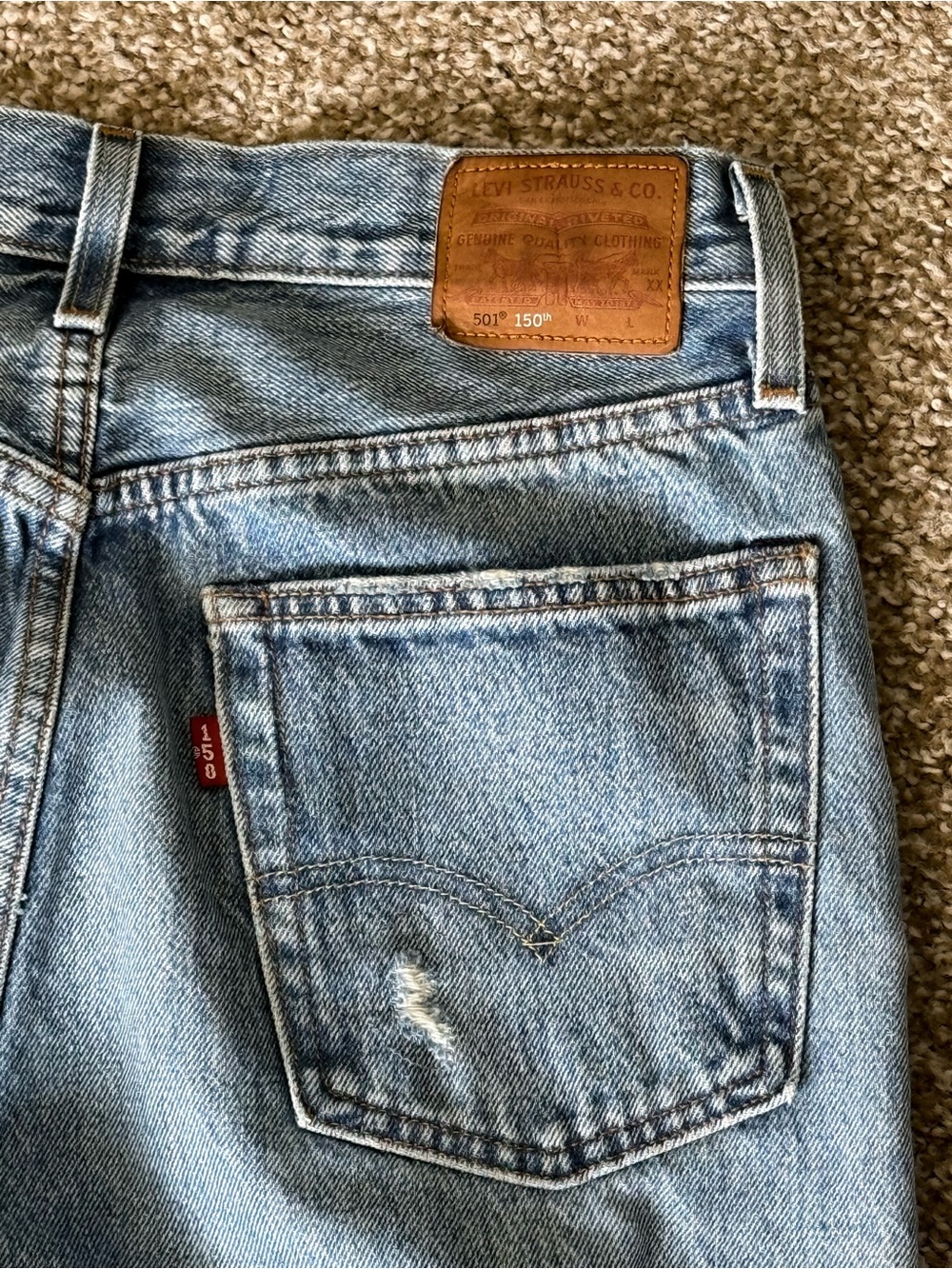 Levi's Light Blue Straight Men’s Jeans with Leather Patch 150th anniversary 27